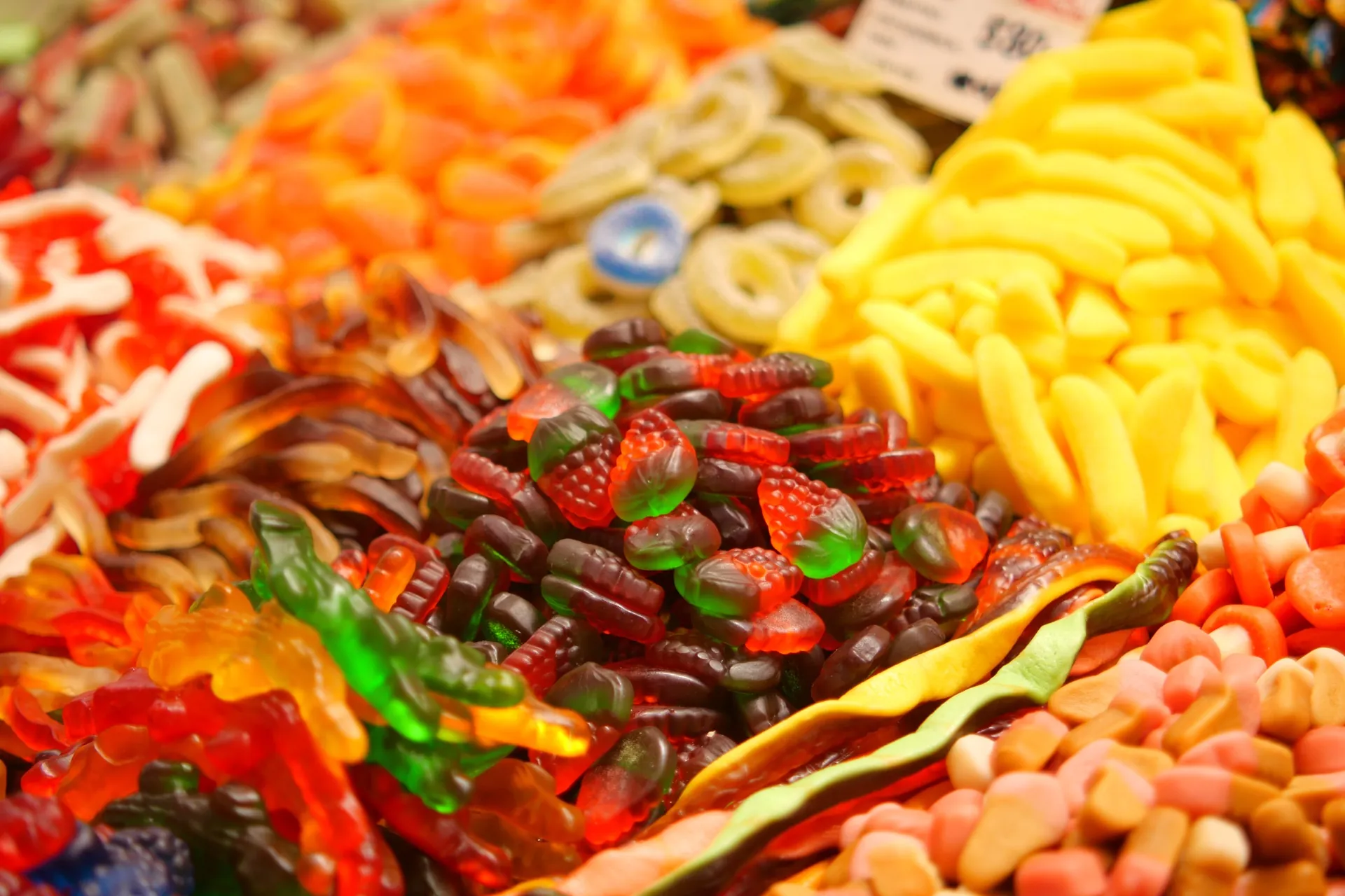 A market spill of colourful New Zealand lollies and gummies