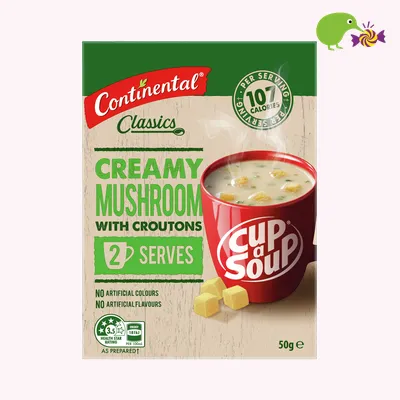 Continental Creamy Mushroom With Croutons Cup a Soup