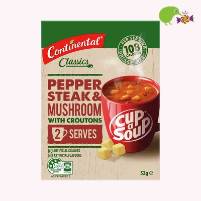 Continental Pepper Steak & Mushrooms With Croutons Cup a Soup