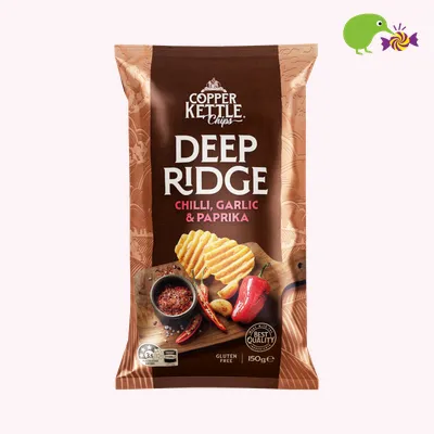 Copper Kettle Deep Ridge Chilli Garlic & Paprika Potato Chips