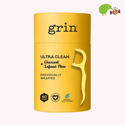 Grin Charcoal Infused Ultra Clean Adults Floss Picks 40pk