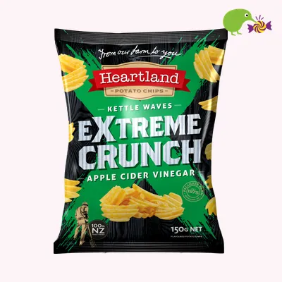 Heartland Extreme Crunch Apple Cider Vinegar Kettle Waves Potato Chips