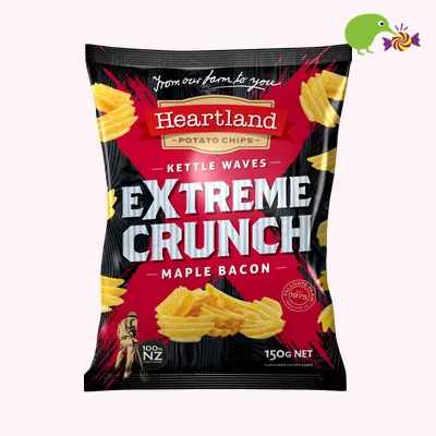 Heartland Extreme Crunch Maple Bacon Kettle Waves Potato Chips