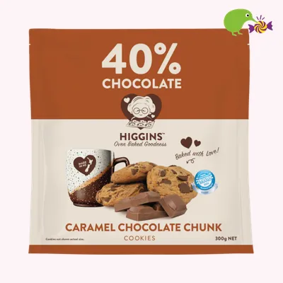 Higgins 40% Chocolate Caramel Chocolate Chunk Cookies