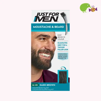 Just For Men Moustache & Beard Dark Brown Black Brush In Colour Gel