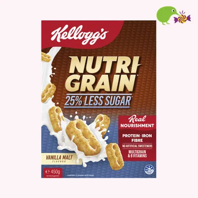Kellogg's Nutri-Grain Vanilla Malt Flavour 25% Less Sugar Cereal