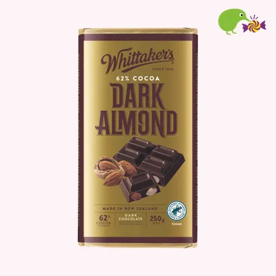 Whittaker's Dark Almond 62% Cocoa Dark Chocolate Block
