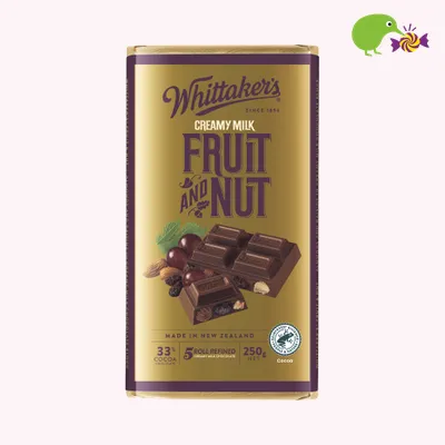 Whittaker's Fruit And Nut 33% Cocoa Milk Chocolate Block