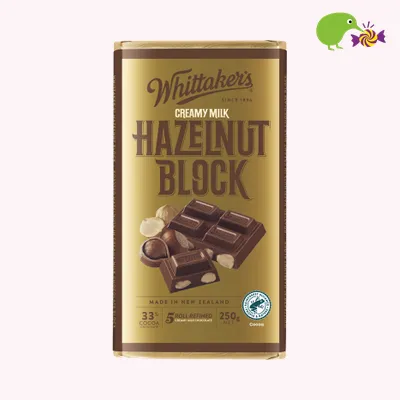 Whittaker's Hazelnut Block 33% Cocoa Milk Chocolate Block