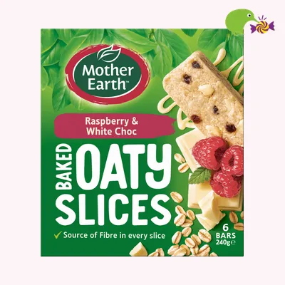Mother Earth Raspberry & White Choc Baked Oaty Slices