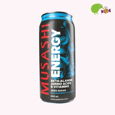 Musashi Zero Sugar Blue Raspberry Flavour Energy Drink
