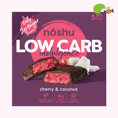 Noshu Low Carb Cherry & Coconut Indulgence Bars