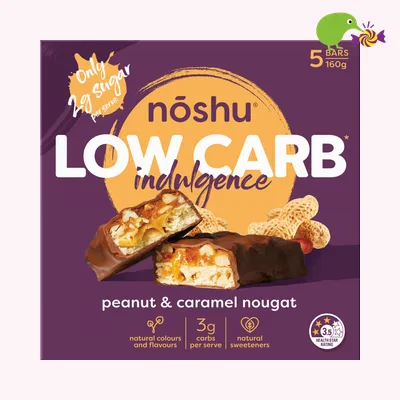 Noshu Low Carb Peanut & Caramel Nougat Indulgence Bars