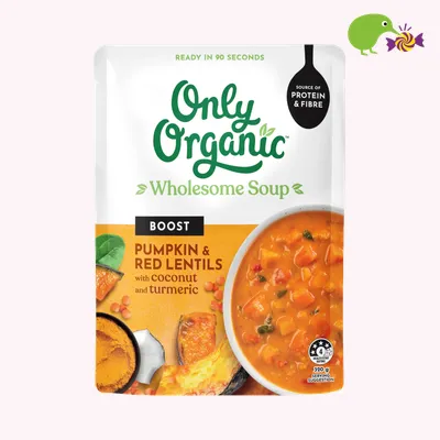 Only Organic Boost Pumpkin Red Lentils With Coconut & Turmeric Wholesome Soup