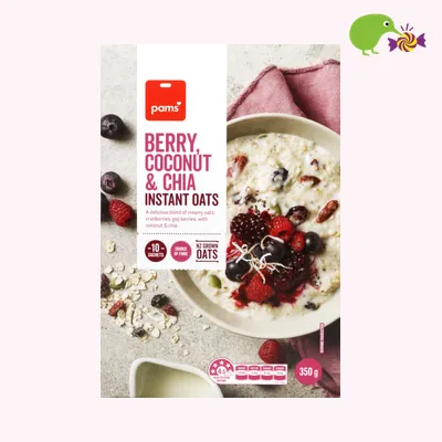 Pams Berry Coconut & Chia Instant Oats Sachets
