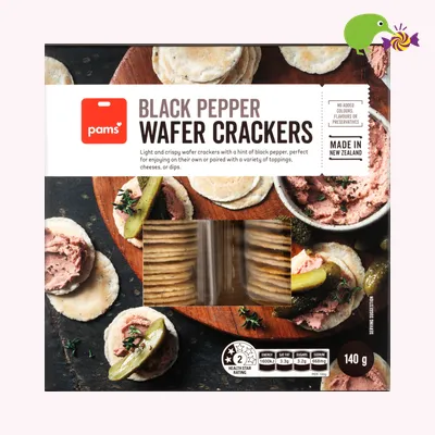 Pams Black Pepper Wafer Crackers Twin Pack