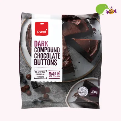 Pams Dark Compound Chocolate Buttons