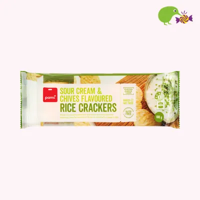 Pams Sour Cream & Chives Flavoured Rice Crackers