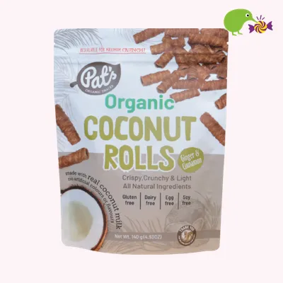 Pat's Organic Snacks Ginger & Cinnamon Organic Coconut Rolls
