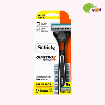 Schick Quattro 4 Titanium Razor Kit + 5 Refills