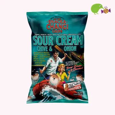 Snacka Changi Chips Kettle Fried Sour Cream Chive Onion Potato Chips