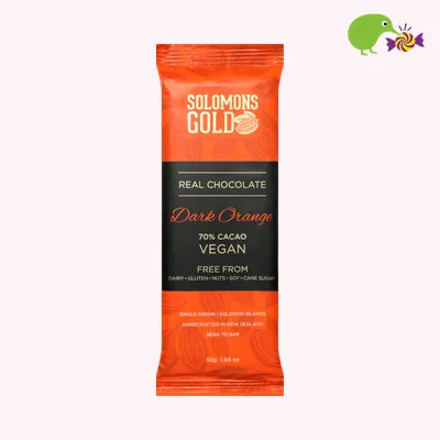 Solomons Gold Dark Orange Organic Chocolate Block