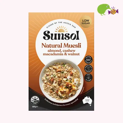 Sunsol Almond Cashew Macadamia & Walnut Natural Muesli