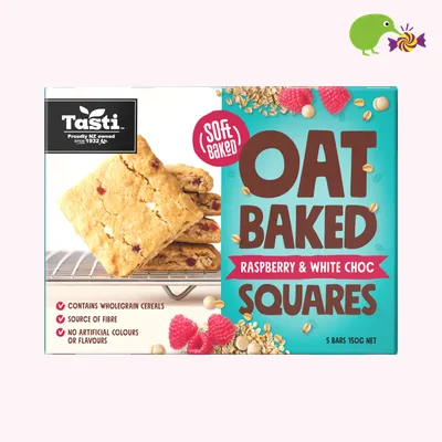 Tasti Raspberry & White Choc Oat Baked Squares