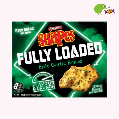Arnott's Shapes Fully Loaded Epic Garlic Bread Flavoured Biscuits