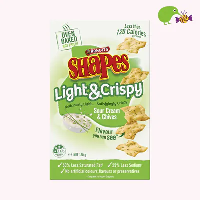 Arnott's Shapes Light & Crispy Sour Cream & Chive Snacks
