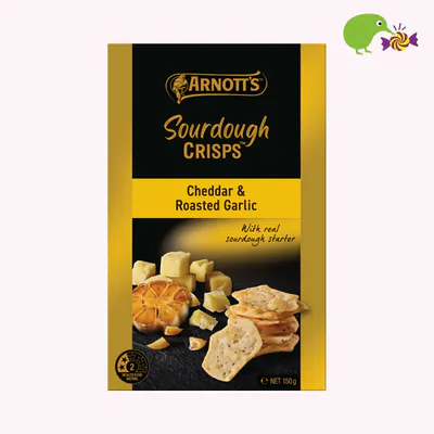 Arnott's Sourdough Crisps Cheddar & Roast Garlic Crackers