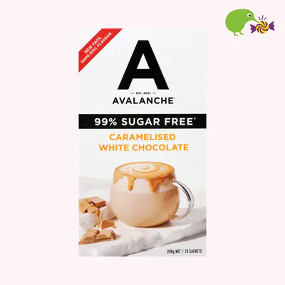 Avalanche 99% Sugar Free Caramelised White Choc Drinking Chocolate Sticks