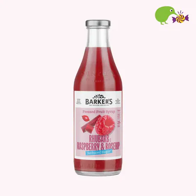 Barker's Reduced Sugar Rhubarb With Raspberry & Rosehip Pressed Fruit Syrup