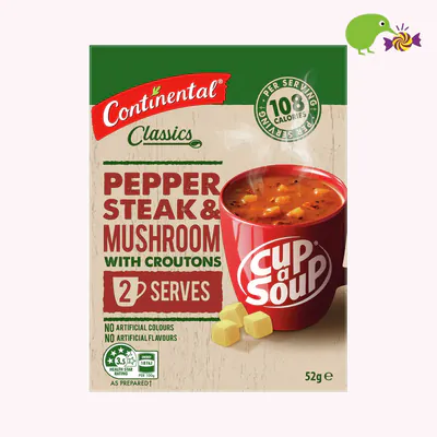 Continental Pepper Steak & Mushrooms With Croutons Cup a Soup