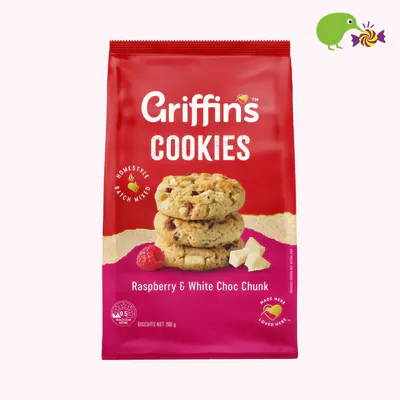 Griffin's Raspberry & White Choc Chunk Cookies