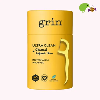Grin Charcoal Infused Ultra Clean Adults Floss Picks 40pk
