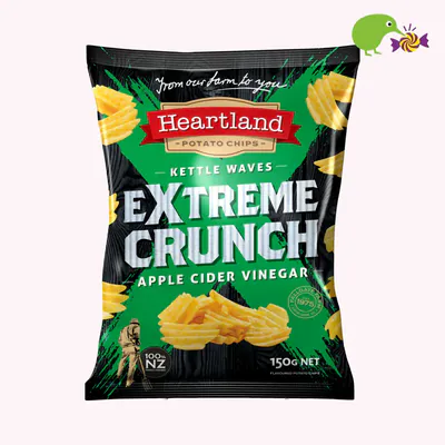 Heartland Extreme Crunch Apple Cider Vinegar Kettle Waves Potato Chips