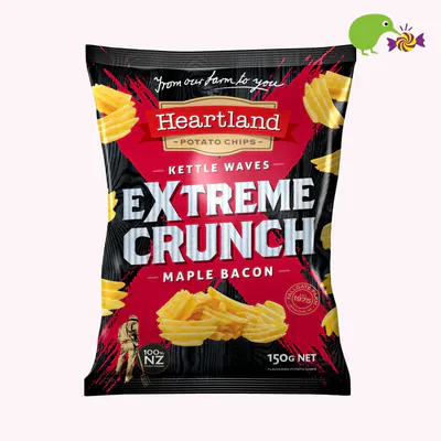 Heartland Extreme Crunch Maple Bacon Kettle Waves Potato Chips