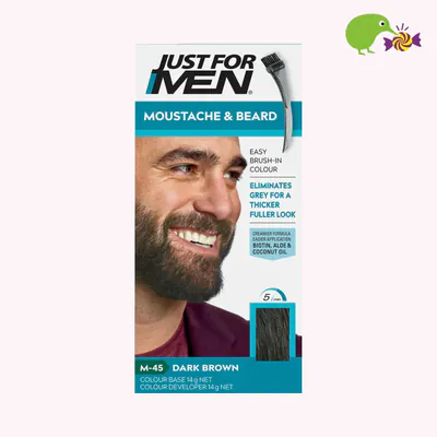 Just For Men Moustache & Beard Dark Brown Black Brush In Colour Gel