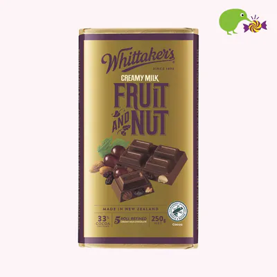 Whittaker's Fruit And Nut 33% Cocoa Milk Chocolate Block