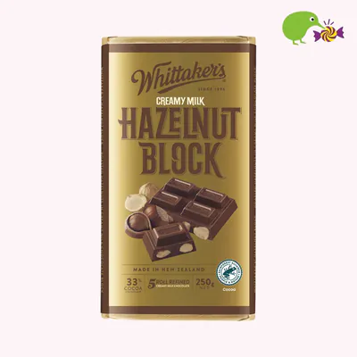 Whittaker's Hazelnut Block 33% Cocoa Milk Chocolate Block