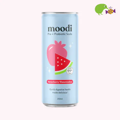 Moodi Pre+ Probiotic Soda Strawberry Watermelon Carbonated Drinks
