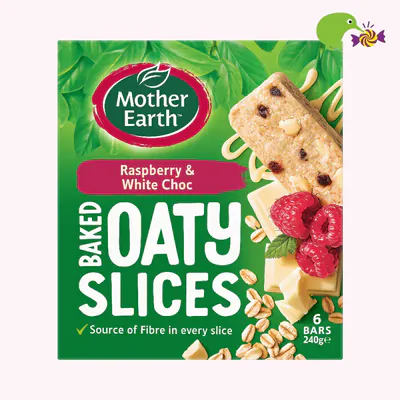 Mother Earth Raspberry & White Choc Baked Oaty Slices