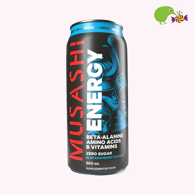Musashi Zero Sugar Blue Raspberry Flavour Energy Drink