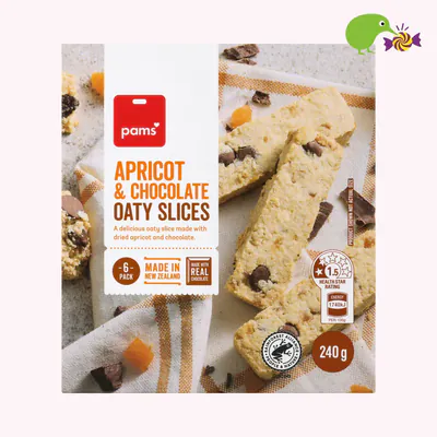 Pams Apricot & Chocolate Oaty Slices