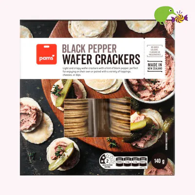 Pams Black Pepper Wafer Crackers Twin Pack
