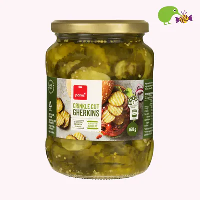Pams Crinkle Cut Gherkins