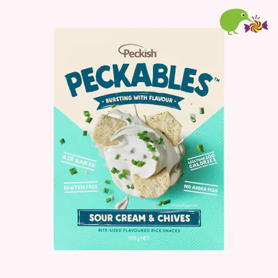 Peckish Peckables Sour Cream & Chives Bite-Sized Flavoured Rice Snacks