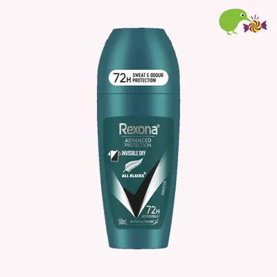 Rexona Advanced Protection Invisible Dry All Blacks 72Hr Antiperspirant Deodorant Roll On