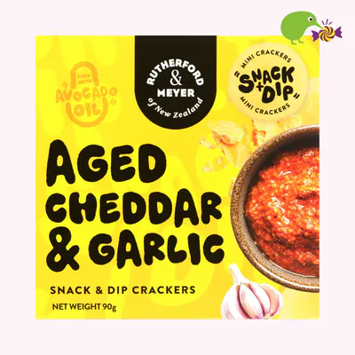 Rutherford & Meyer Aged Cheddar & Garlic Snack & Dip Crackers